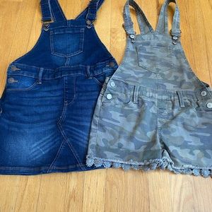 Set of overall shorts and overall skirt